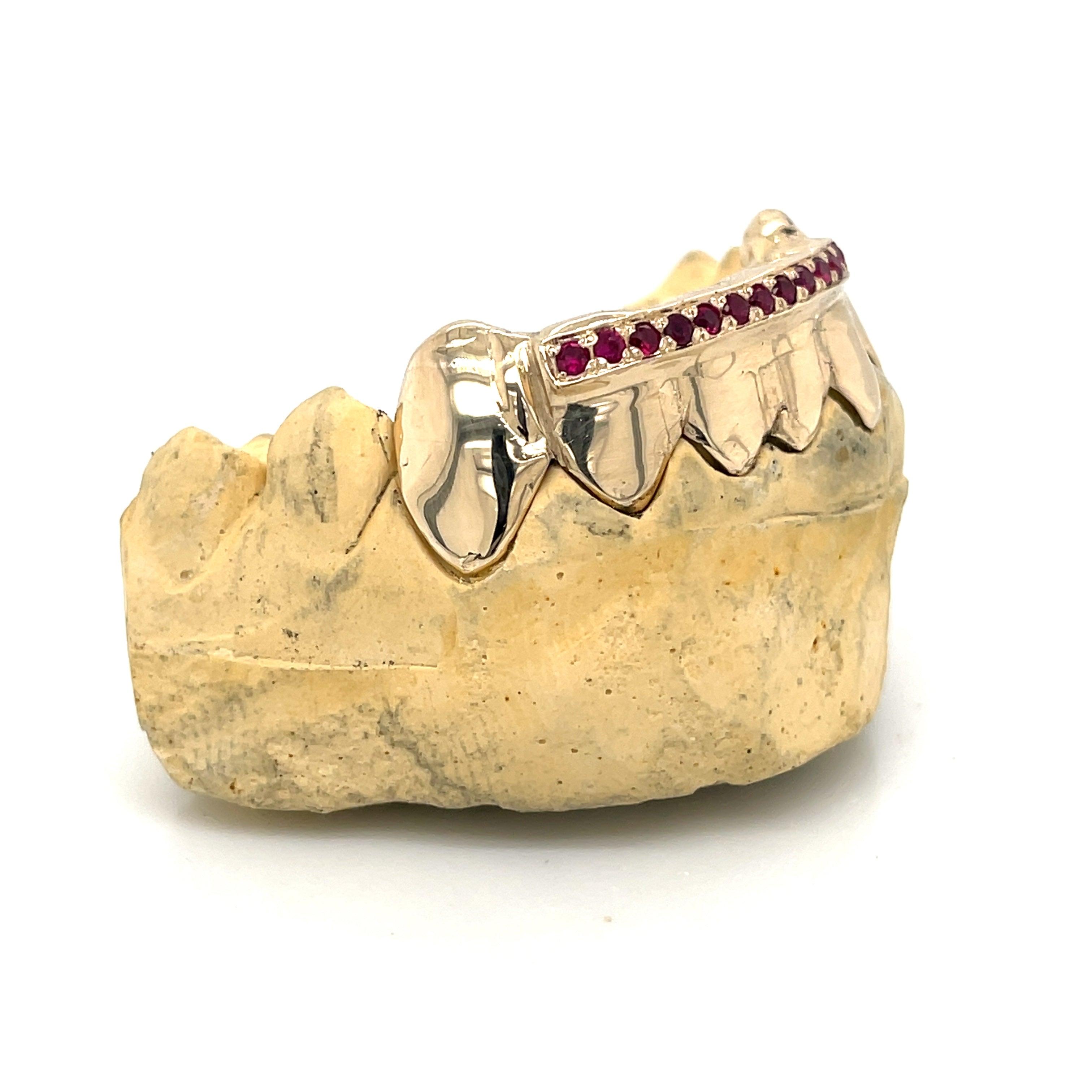 6pc Gold Ruby Tipped Bottom Grillz - Seattle Gold Grillz