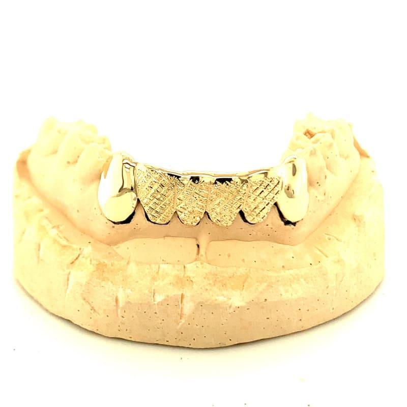 6pc Gold Snowflake Polished Bottom Grillz - Seattle Gold Grillz