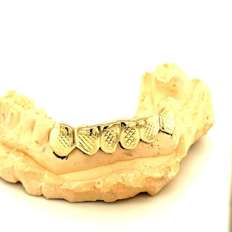 6pc Gold Snowflake Polished Bottom Grillz - Seattle Gold Grillz