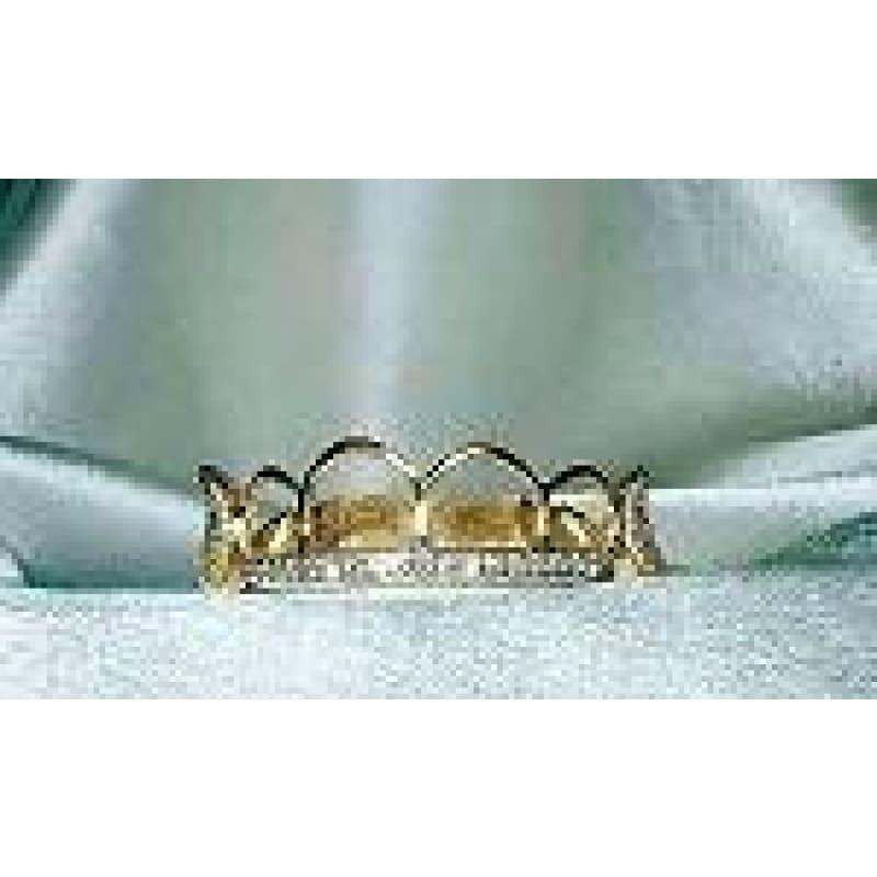 6pc Gold Wire Open Face Diamond Bar Top Grillz - Seattle Gold Grillz