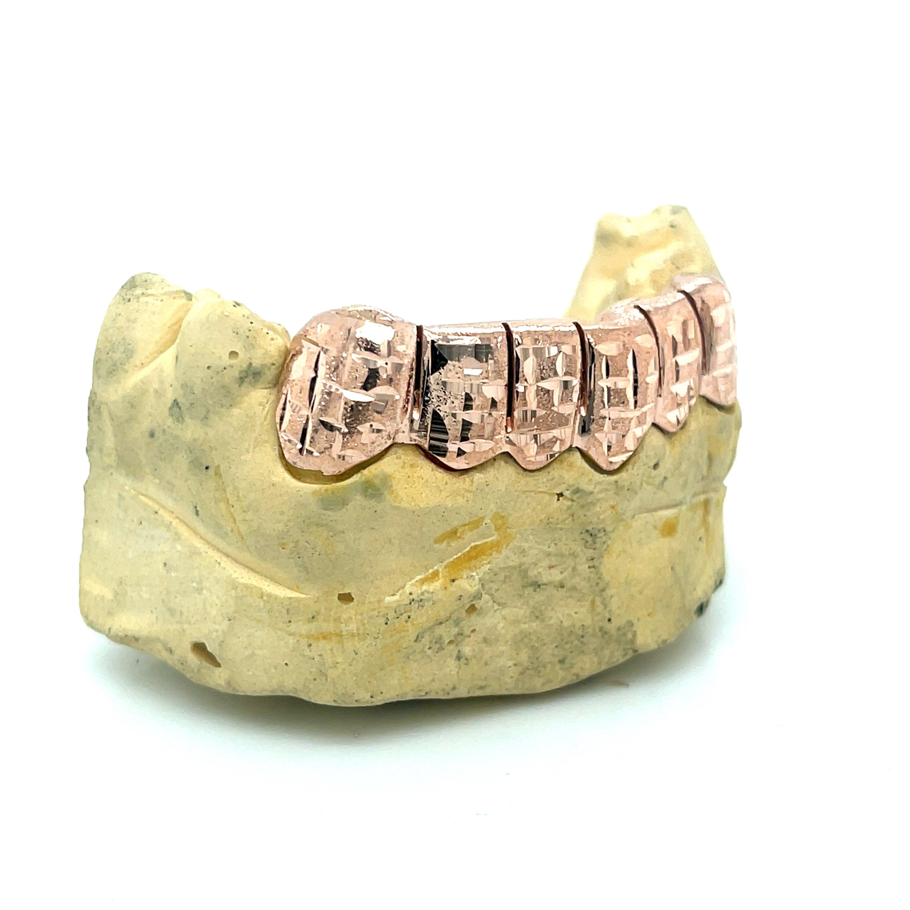 6pc Rose Gold Dusted Bricks Bottom Grillz - Seattle Gold Grillz
