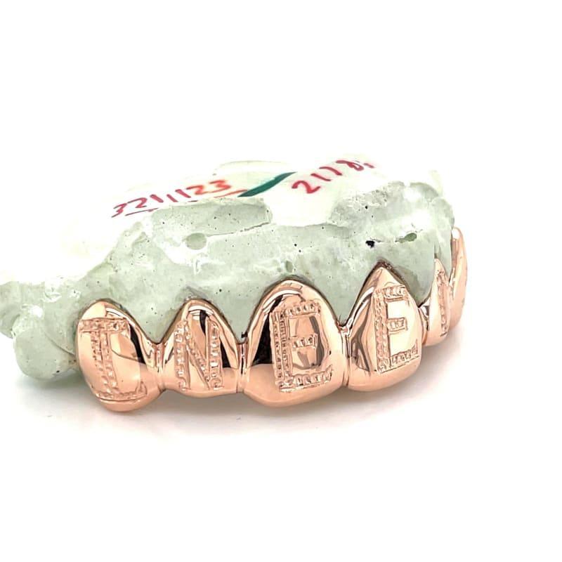 6pc Rose Gold Initial Grillz - Seattle Gold Grillz