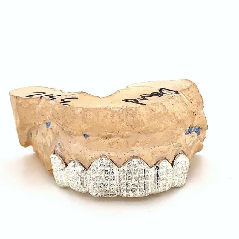 6pc Silver Dusted Bricks Grillz - Seattle Gold Grillz