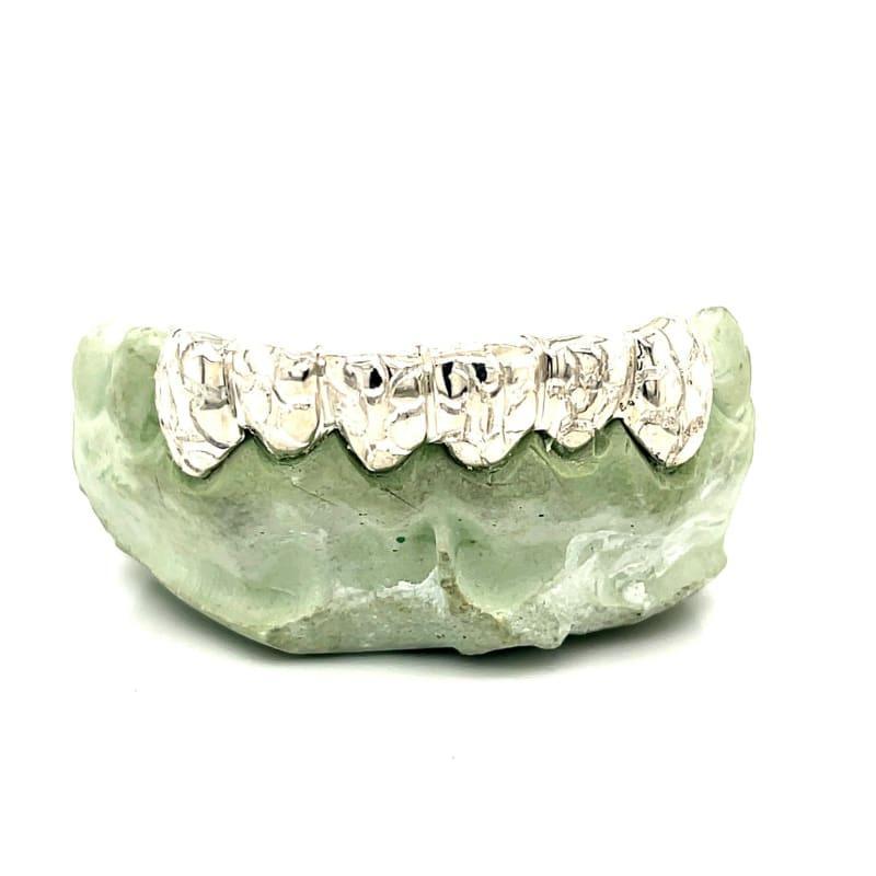 6pc Silver Gator Cut Bottom Grillz - Seattle Gold Grillz