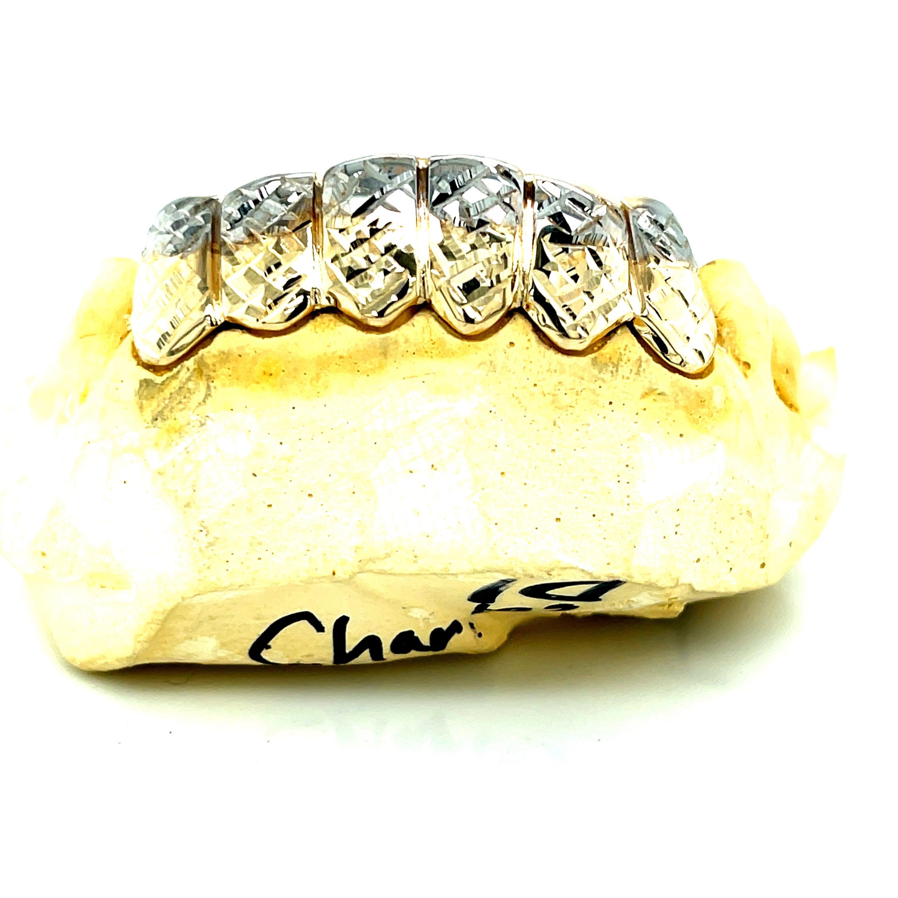 6pc Two Tone Trillion Cut Grillz - Seattle Gold Grillz