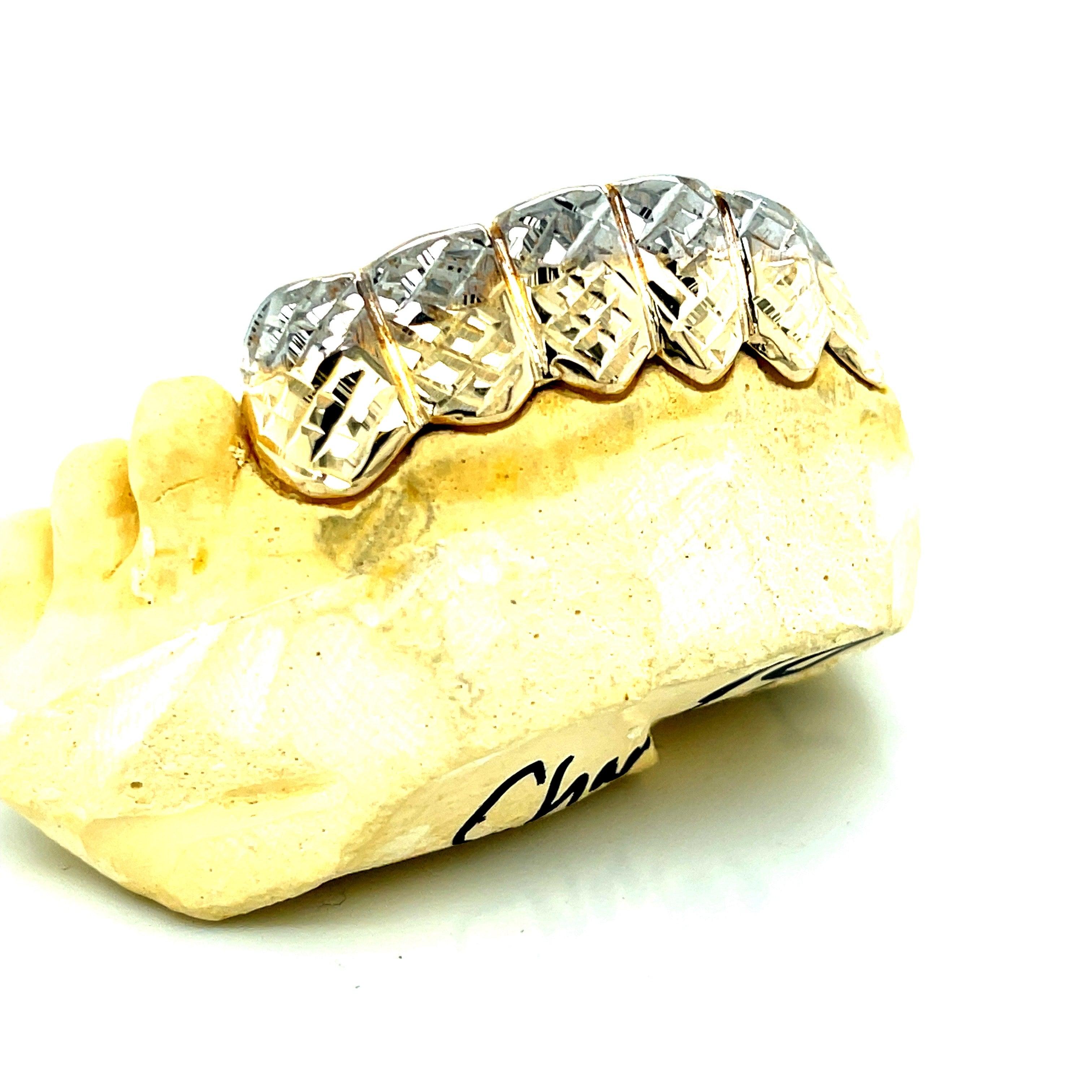 6pc Two Tone Trillion Cut Grillz - Seattle Gold Grillz