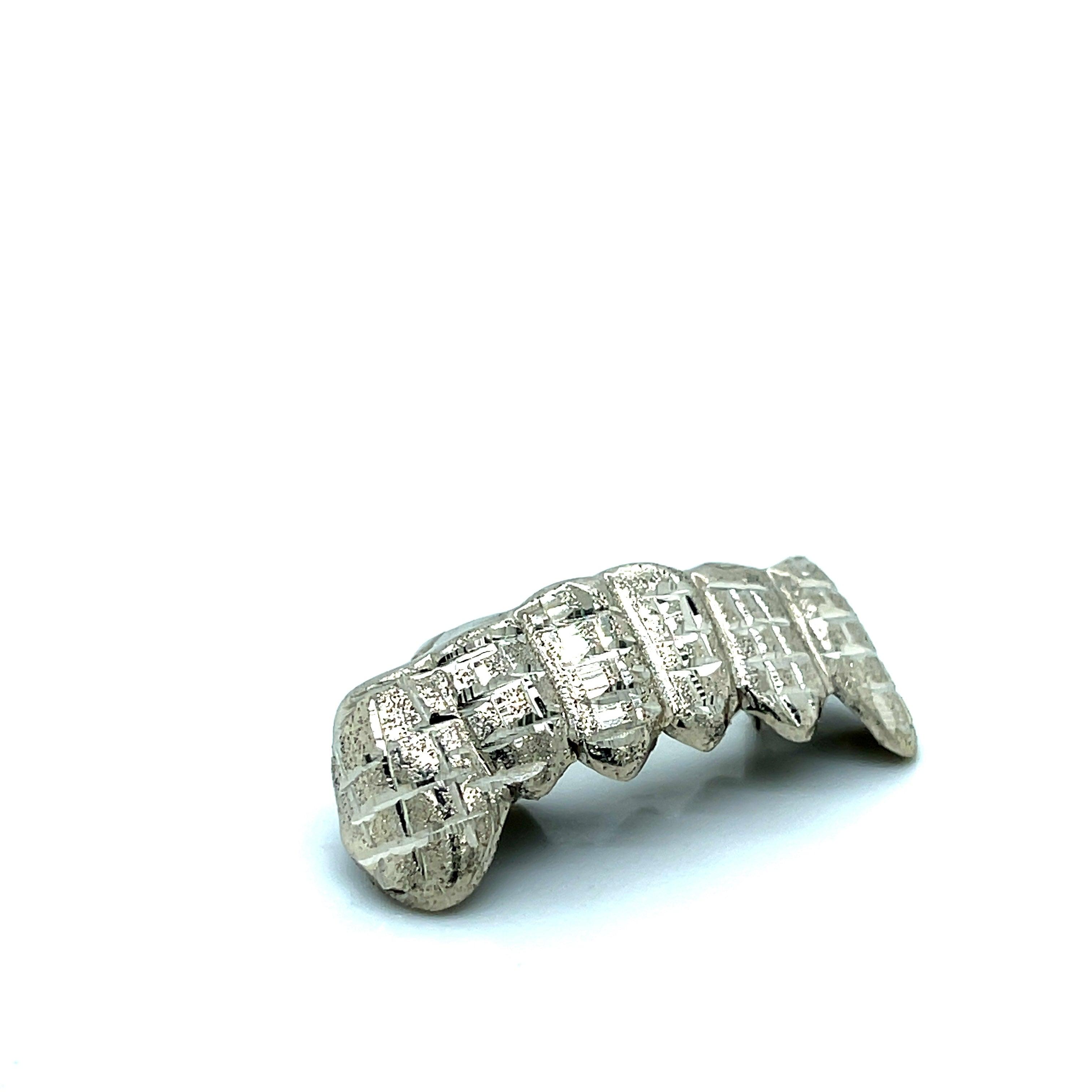 6pc White Gold Dusted Bricks Bottom Grillz - Seattle Gold Grillz