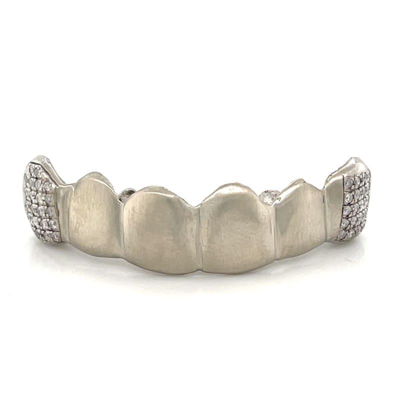 6pc White Gold Satin Diamond Grillz - Seattle Gold Grillz