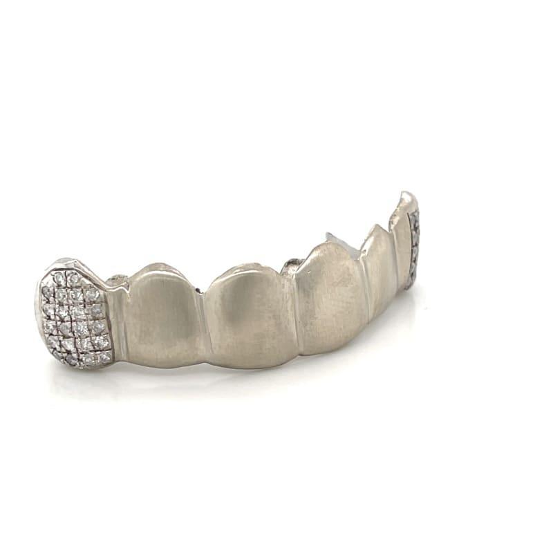 6pc White Gold Satin Diamond Grillz - Seattle Gold Grillz