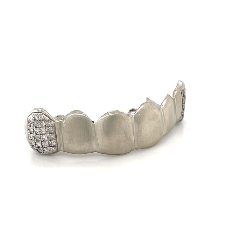 6pc White Gold Satin Diamond Grillz - Seattle Gold Grillz