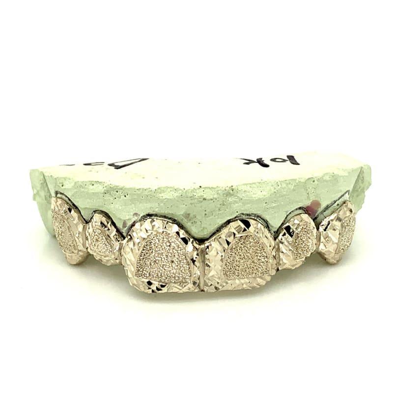 6pc White Gold Shield Top Grillz - Seattle Gold Grillz