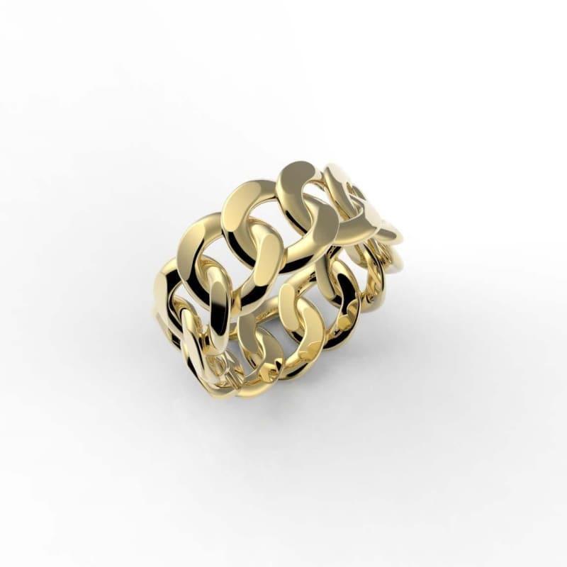 8mm Gold Miami Cuban Link Ring - Seattle Gold Grillz