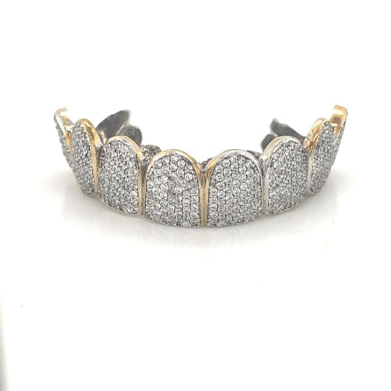 8pc Gold CZ Honeycomb Top Grillz - Seattle Gold Grillz