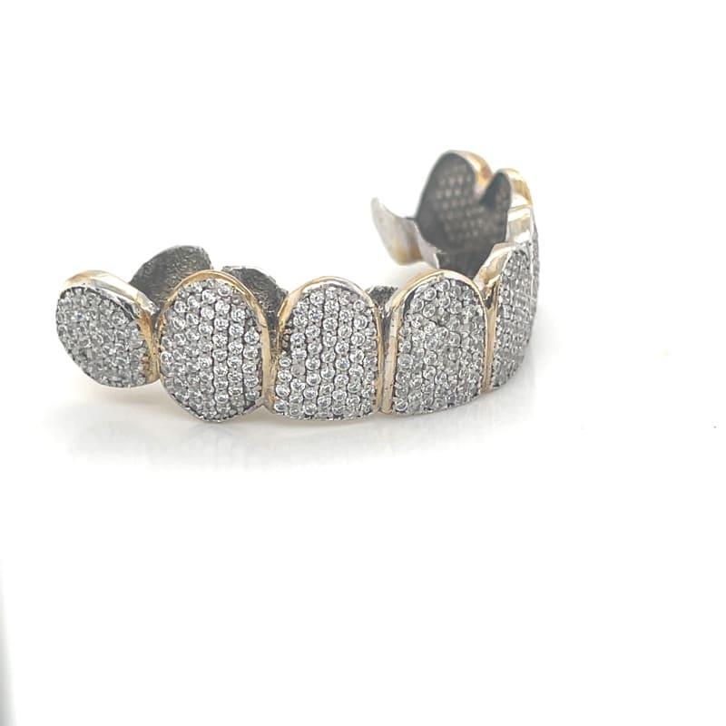 8pc Gold CZ Honeycomb Top Grillz - Seattle Gold Grillz