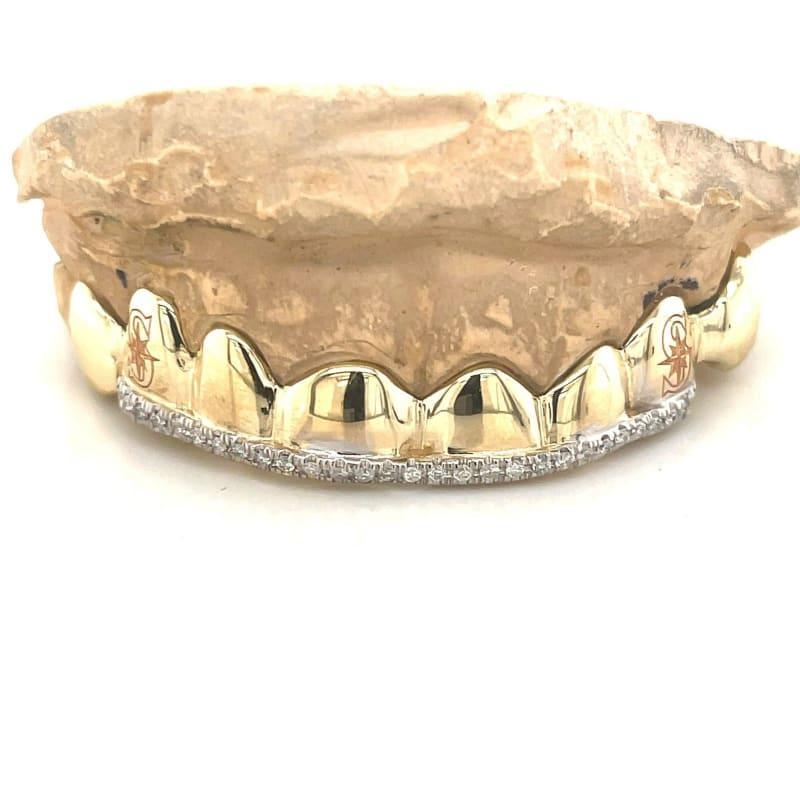 8pc Gold Diamond Mariners Top Grillz - Seattle Gold Grillz