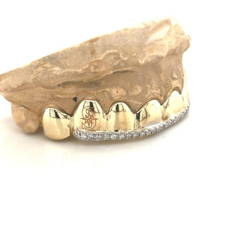 8pc Gold Diamond Mariners Top Grillz - Seattle Gold Grillz