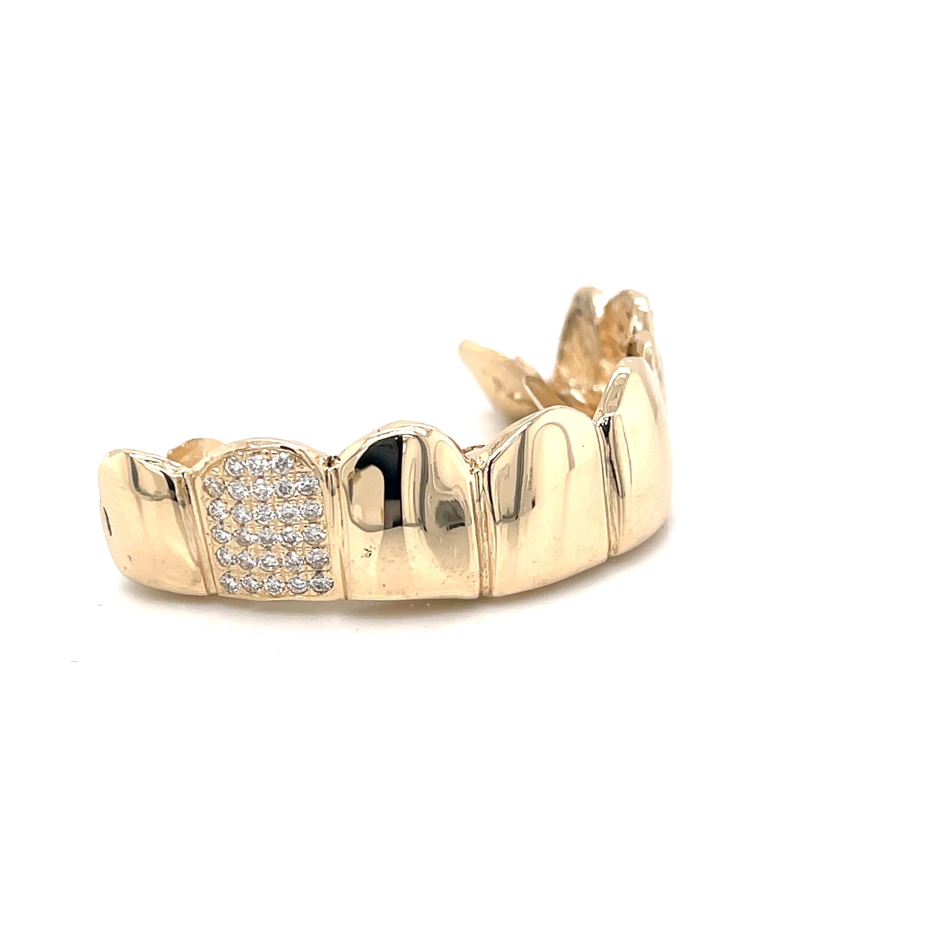 8pc Gold Diamond Top Grillz - Seattle Gold Grillz