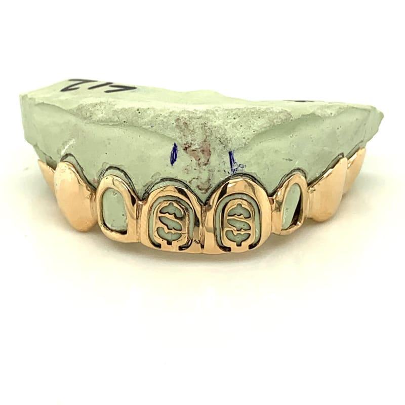 8pc Gold Dollar Sign Top Grillz - Seattle Gold Grillz