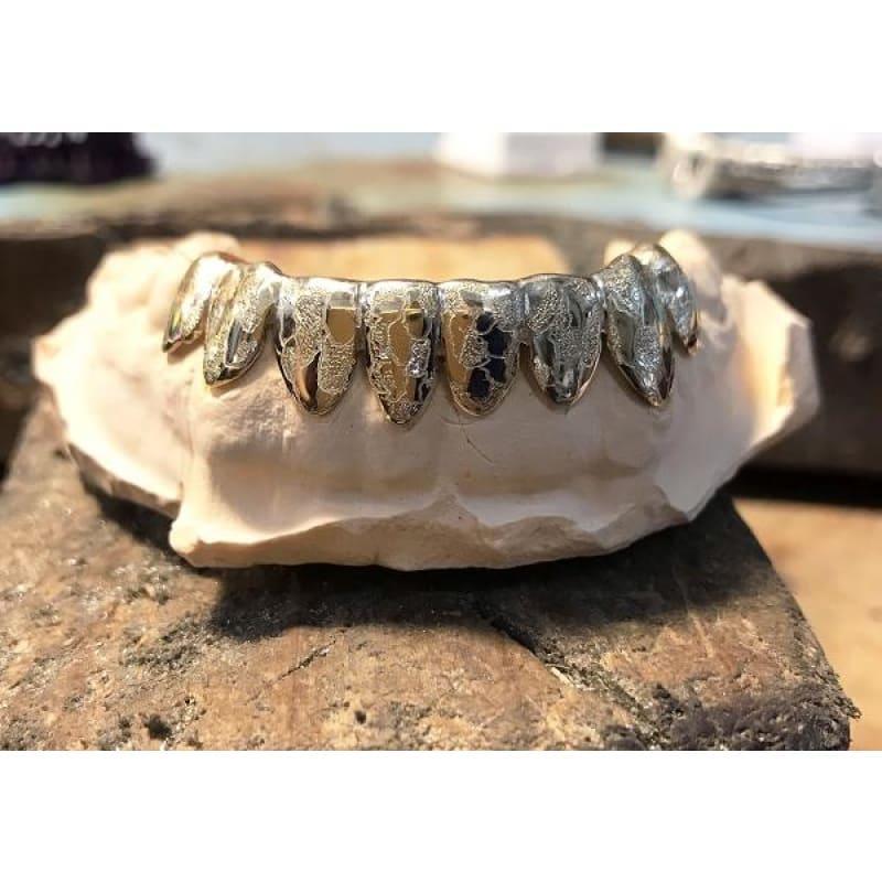 8pc Gold Earth Cut Bottom Grillz - Seattle Gold Grillz