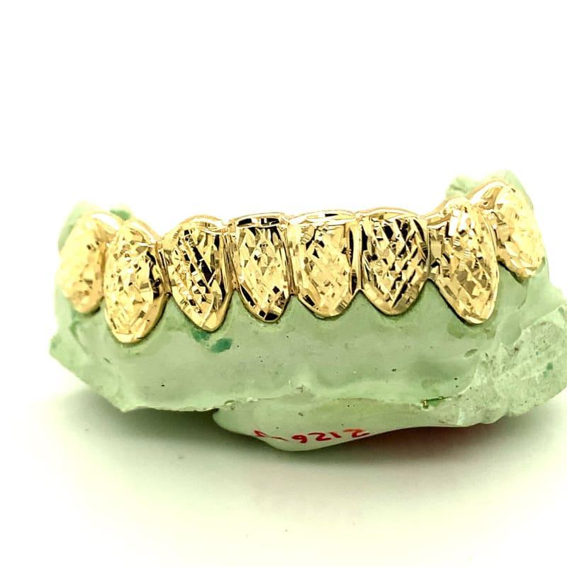 8pc Gold High Polished Trillion Cut Bottom Grillz - Seattle Gold Grillz