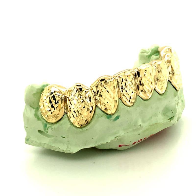 8pc Gold High Polished Trillion Cut Bottom Grillz - Seattle Gold Grillz