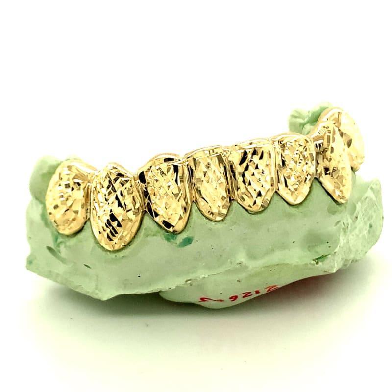 8pc Gold High Polished Trillion Cut Bottom Grillz - Seattle Gold Grillz