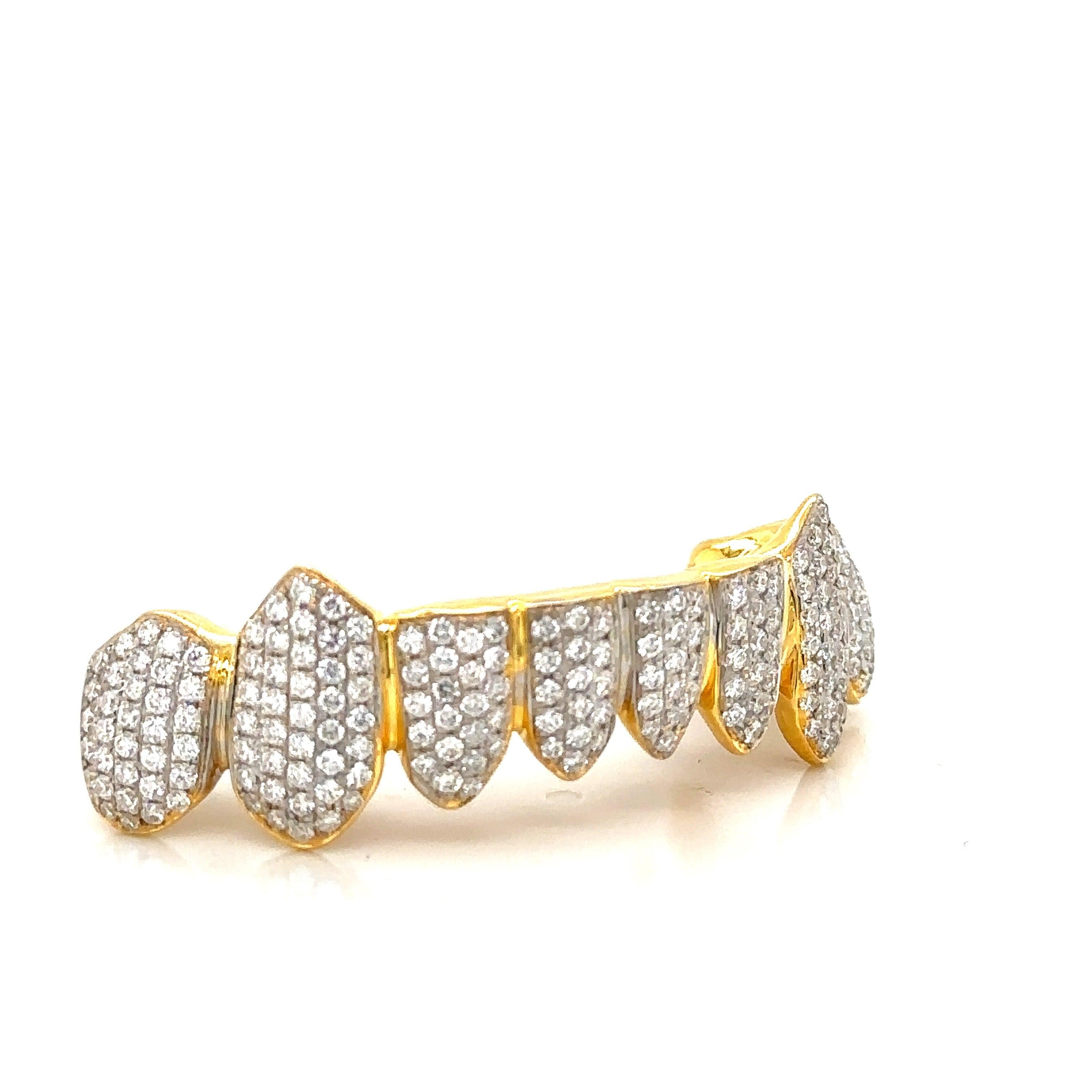 8pc Gold Honeycomb Diamond Bottom Grillz - Seattle Gold Grillz