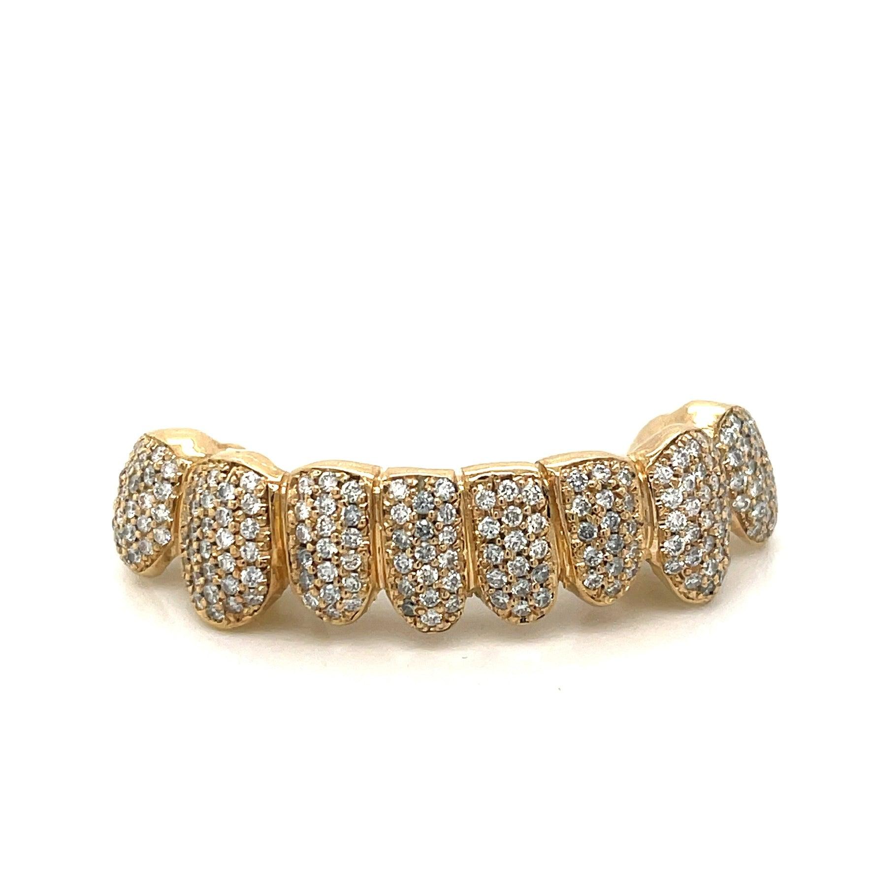 8pc Gold Honeycomb Diamond Bottom Grillz - Seattle Gold Grillz