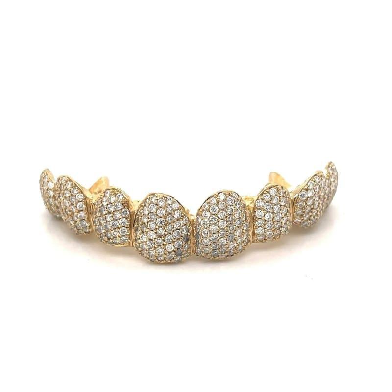 8pc Gold Honeycomb Diamond Top Grillz - Seattle Gold Grillz