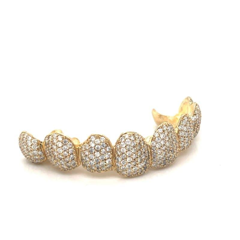 8pc Gold Honeycomb Diamond Top Grillz - Seattle Gold Grillz