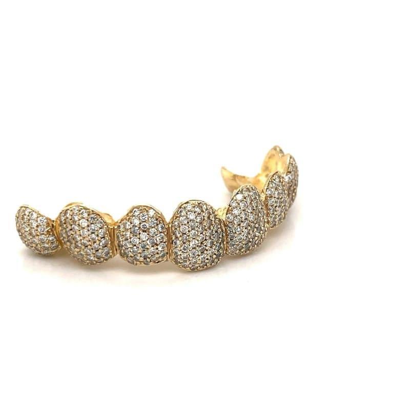 8pc Gold Honeycomb Diamond Top Grillz - Seattle Gold Grillz