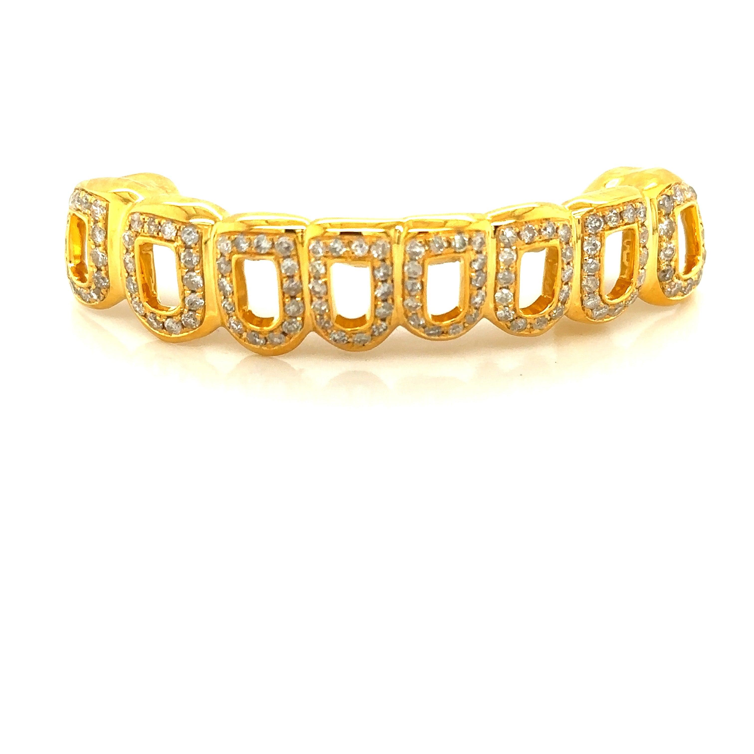 8pc Gold Open Face CZ Grillz - Seattle Gold Grillz