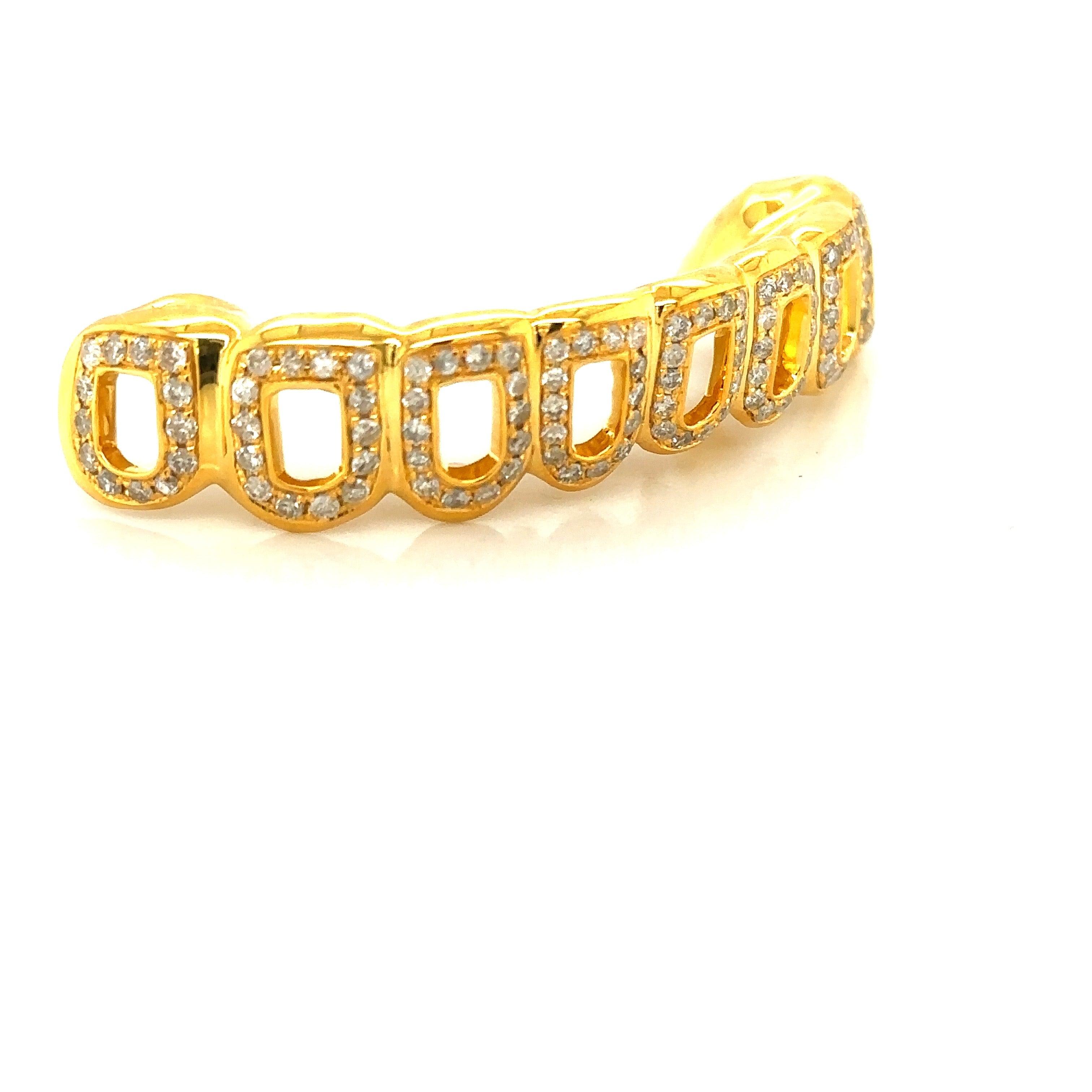 8pc Gold Open Face CZ Grillz - Seattle Gold Grillz