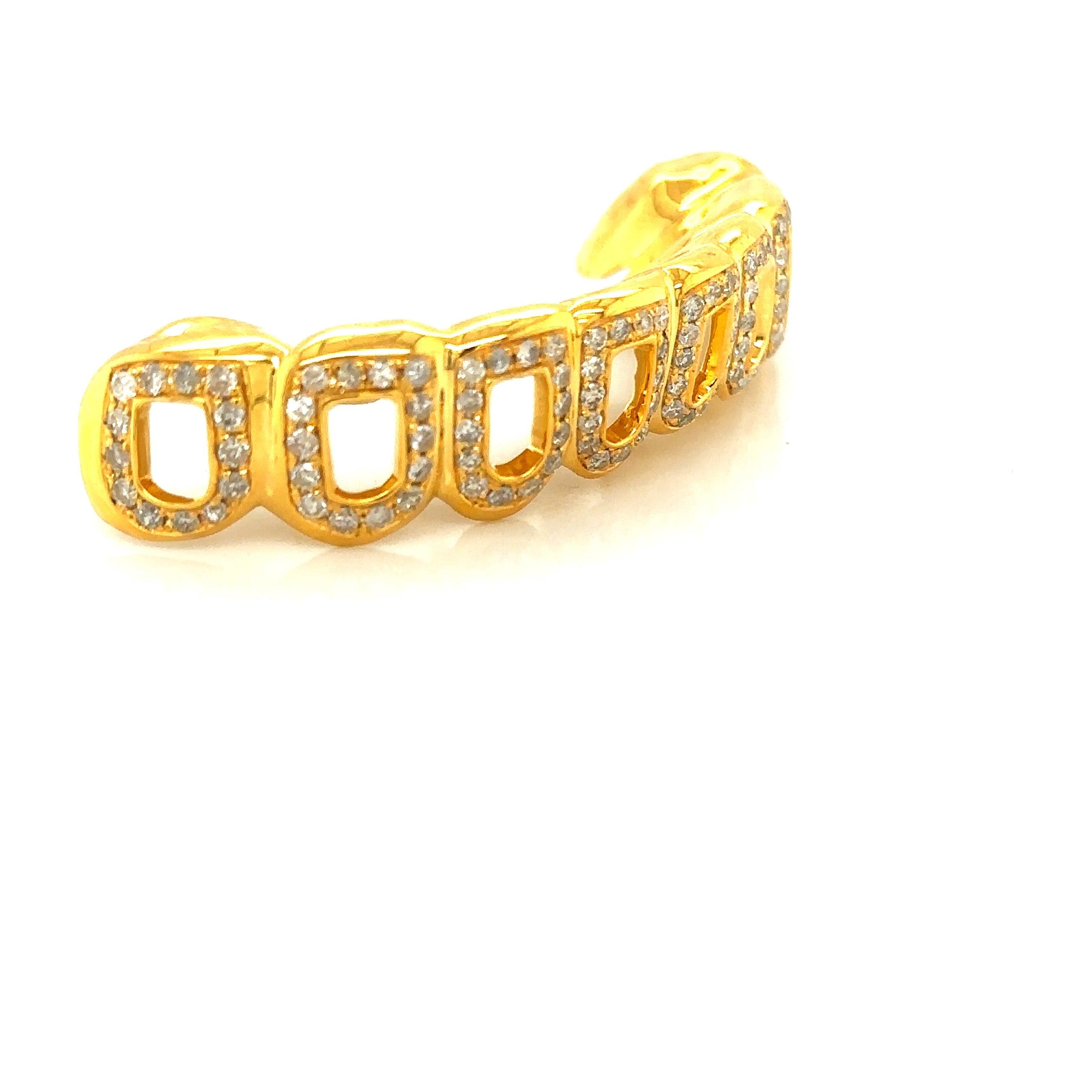 8pc Gold Open Face CZ Grillz - Seattle Gold Grillz