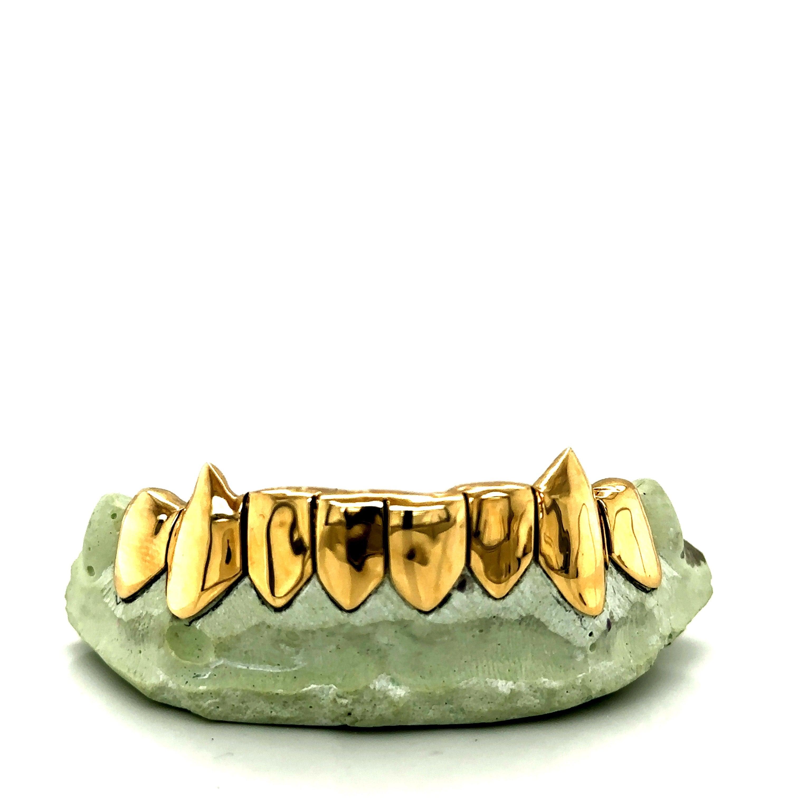 8pc Gold Perm Cut Bottom Grillz - Seattle Gold Grillz