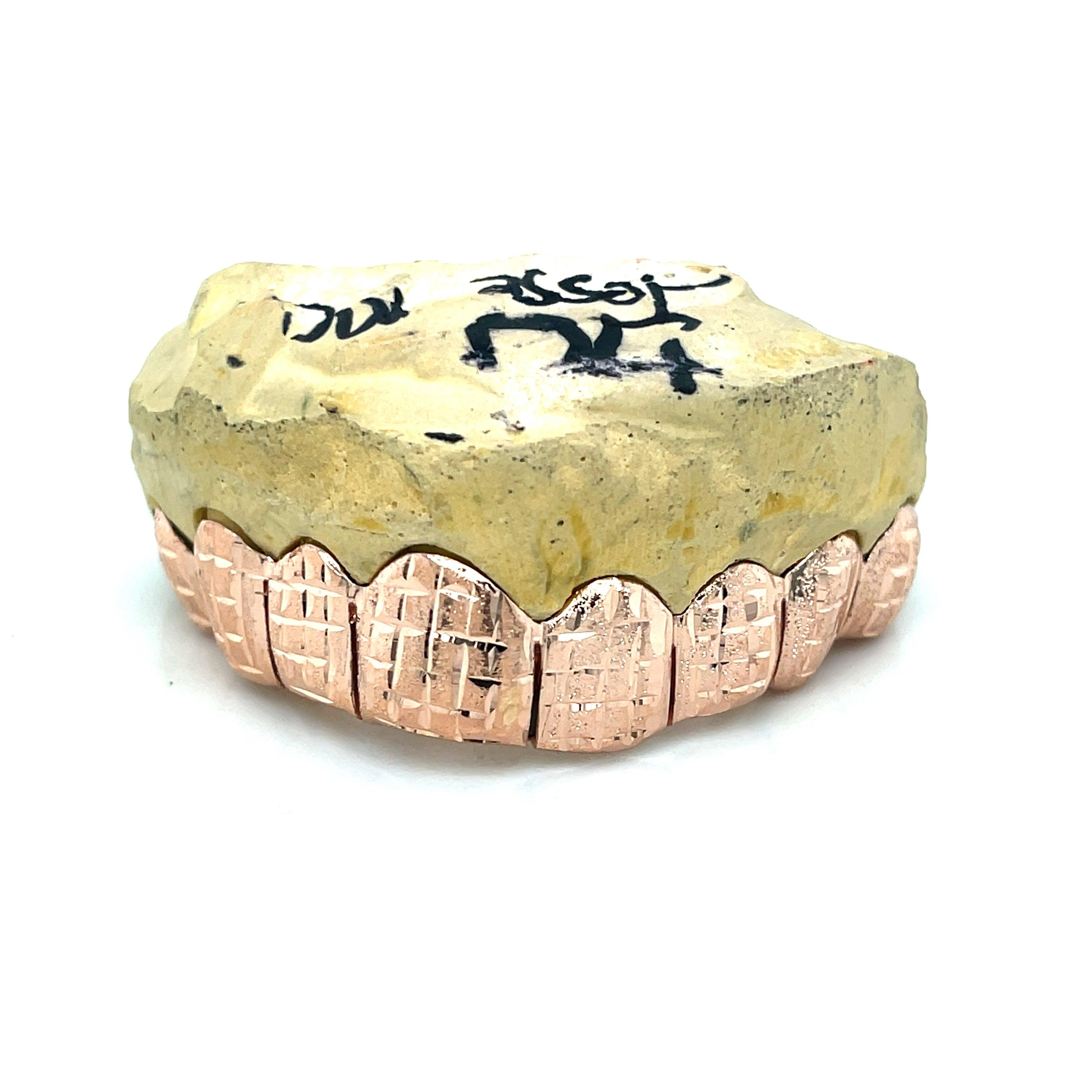 8pc Rose Gold Dusted Bricks Top Grillz - Seattle Gold Grillz