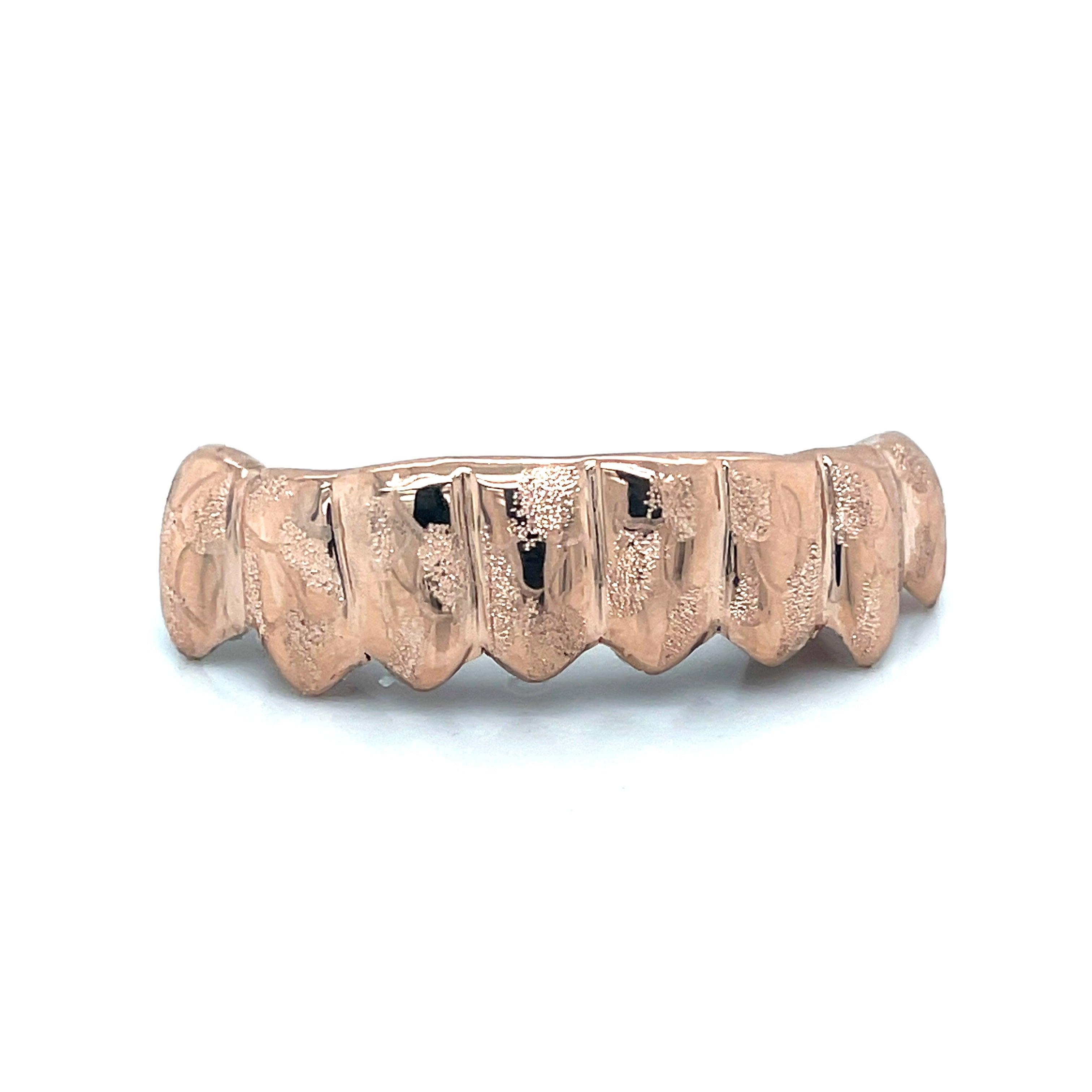 8pc Rose Gold Earth Cut Bottom Grillz - Seattle Gold Grillz