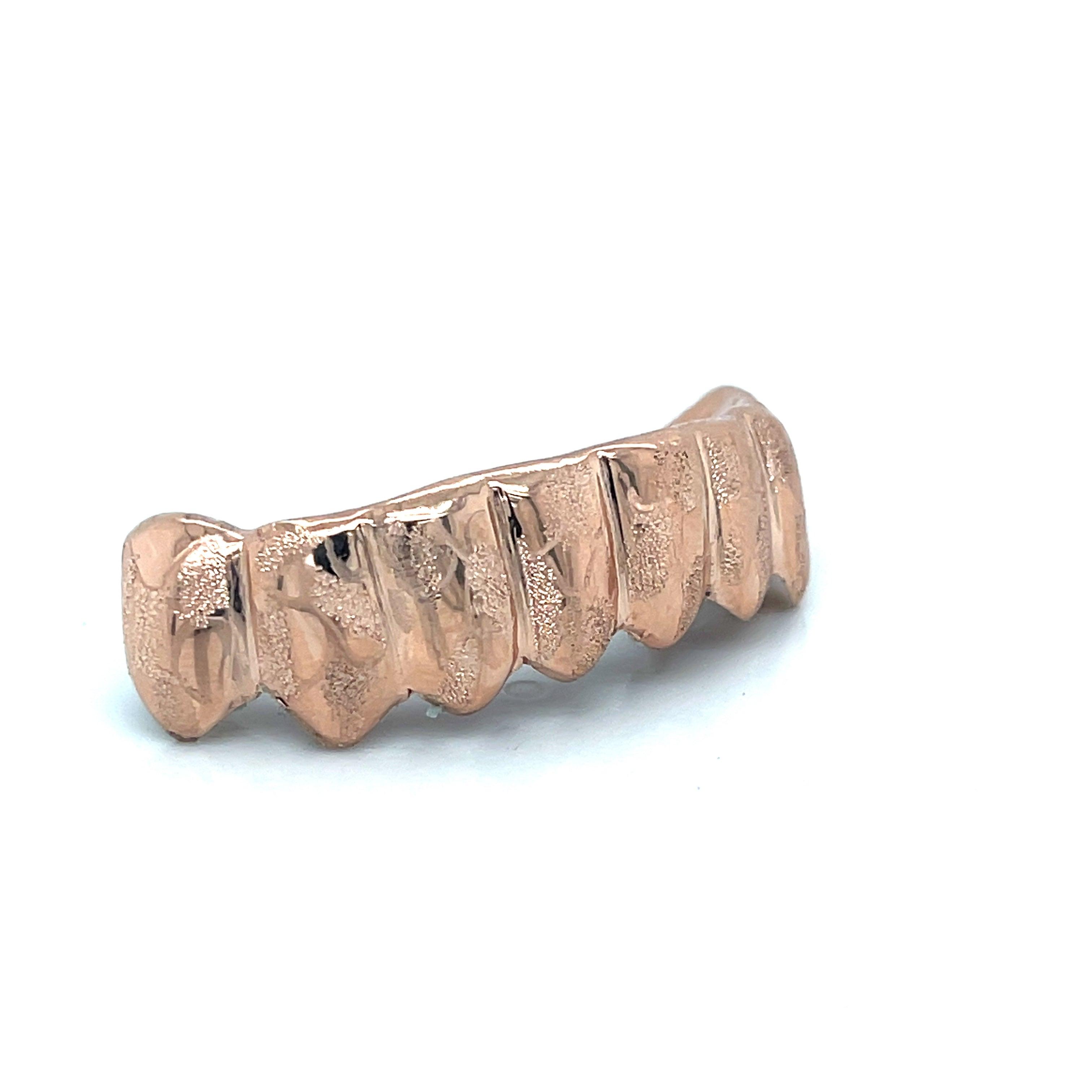 8pc Rose Gold Earth Cut Bottom Grillz - Seattle Gold Grillz