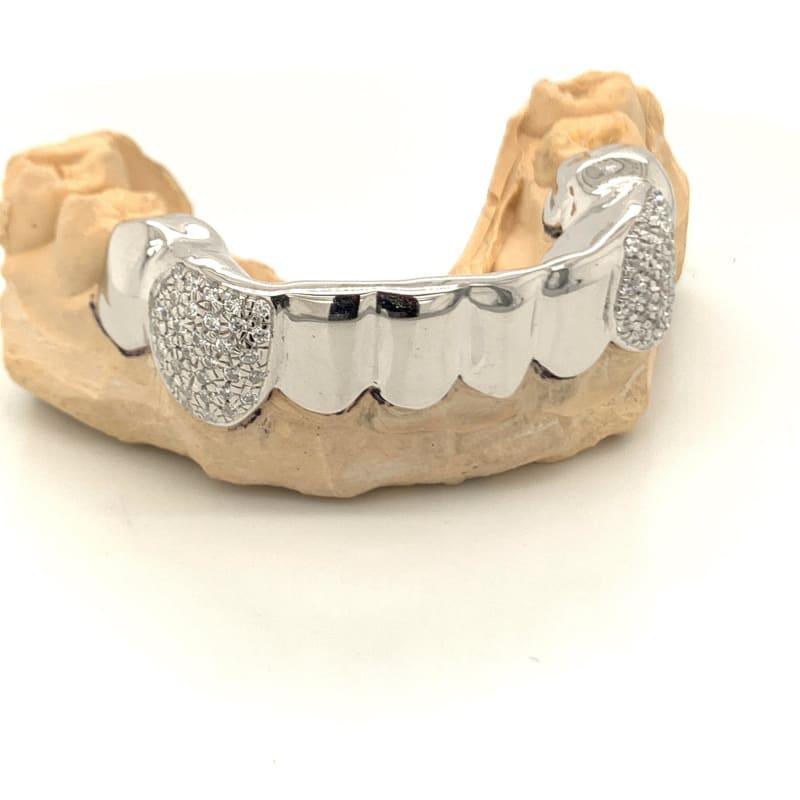 8pc Silver CZ Bottom Grillz - Seattle Gold Grillz