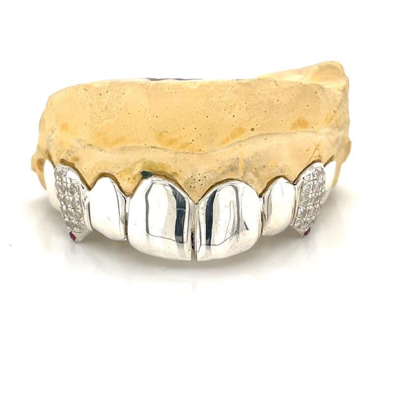 8pc Silver Diamond Birthstone Grillz - Seattle Gold Grillz