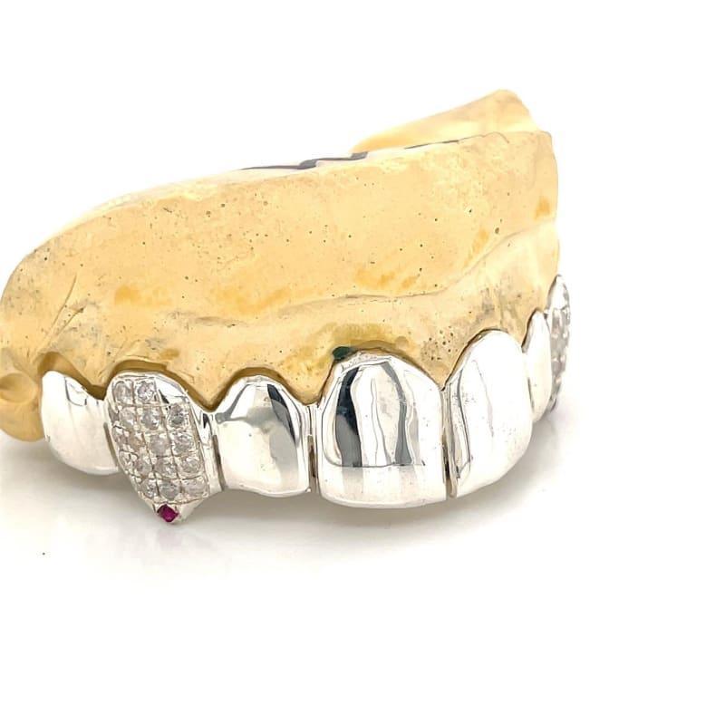 8pc Silver Diamond Birthstone Grillz - Seattle Gold Grillz