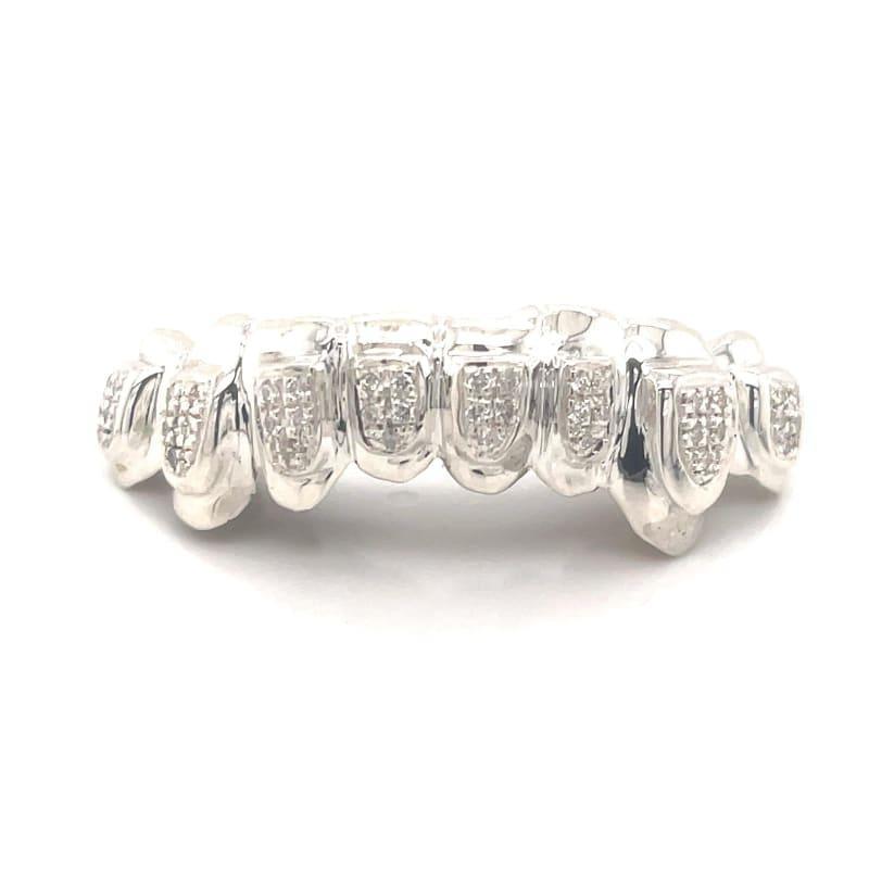 8pc Silver Diamond Bottom Grillz - Seattle Gold Grillz