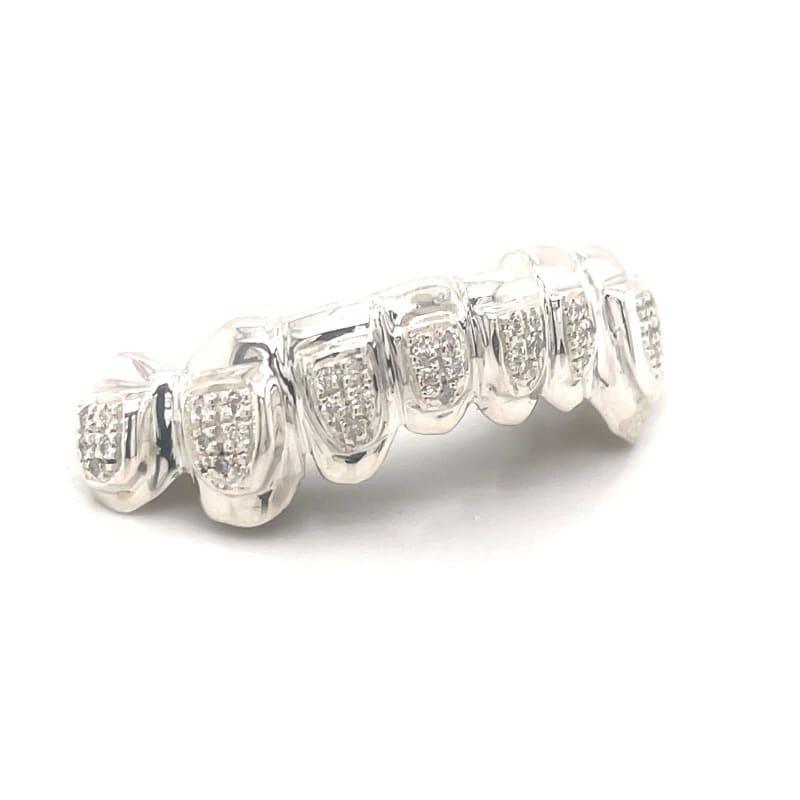 8pc Silver Diamond Bottom Grillz - Seattle Gold Grillz