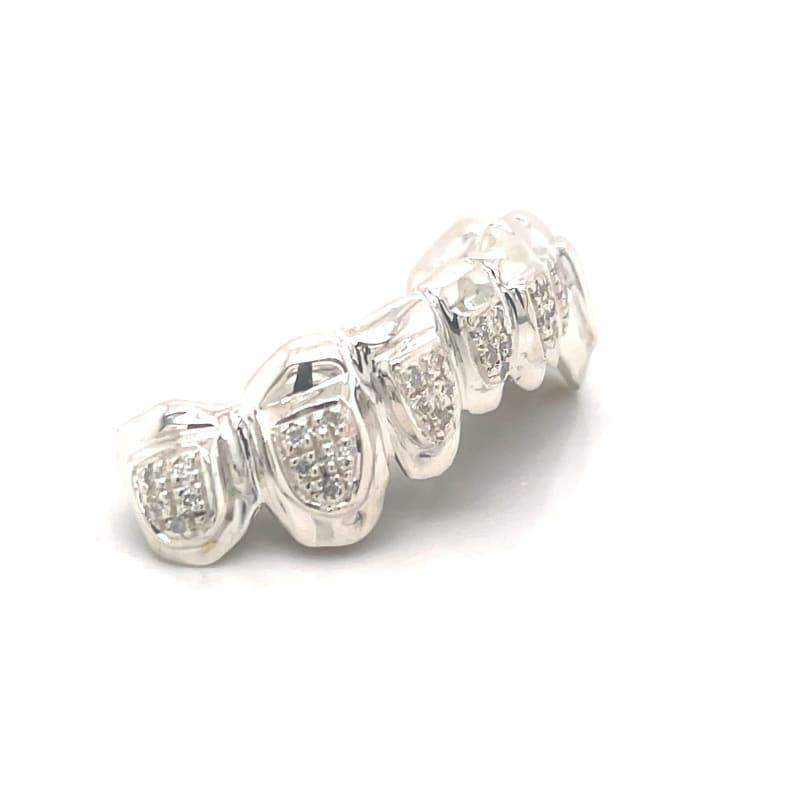 8pc Silver Diamond Bottom Grillz - Seattle Gold Grillz