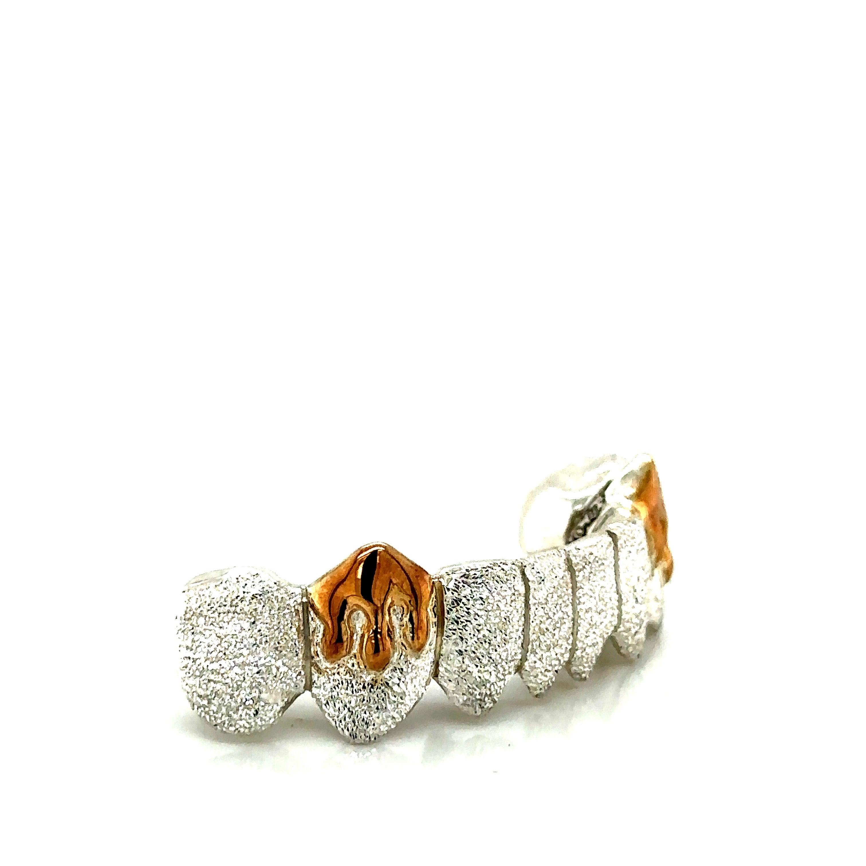 8pc Silver Diamond Dust Gold Drip Bottom Grillz - Seattle Gold Grillz