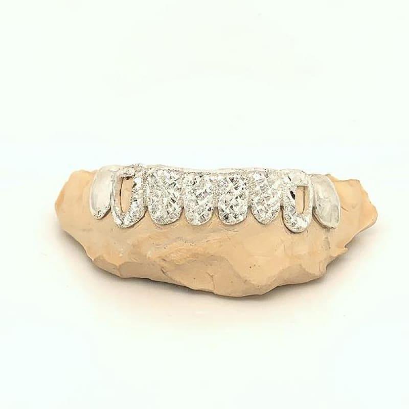 8pc Silver Diamond Dust Grillz - Seattle Gold Grillz