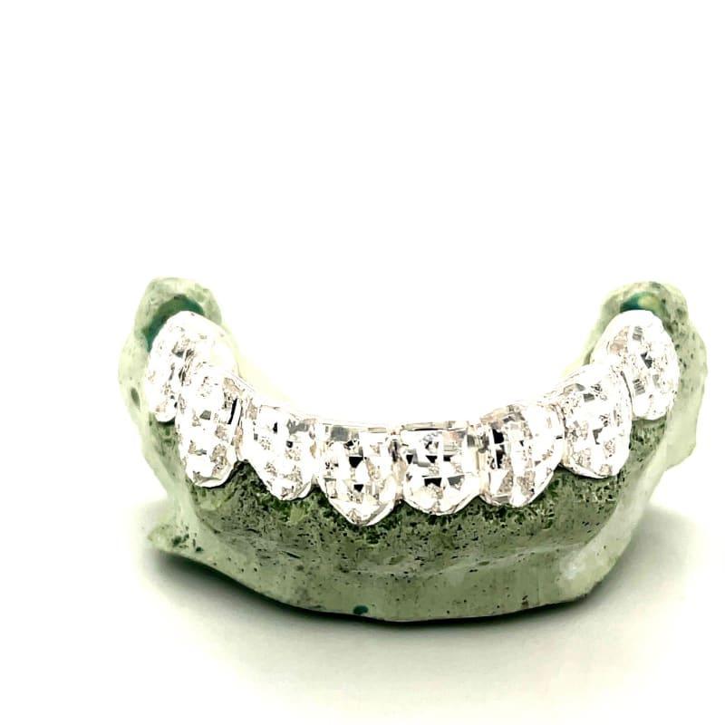 8pc Silver Dusted Bricks Grillz - Seattle Gold Grillz