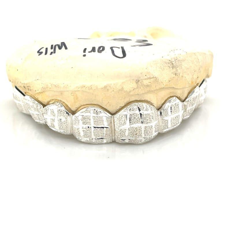 8pc Silver Dusted Bricks Grillz - Seattle Gold Grillz