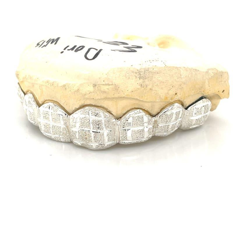 8pc Silver Dusted Bricks Grillz - Seattle Gold Grillz