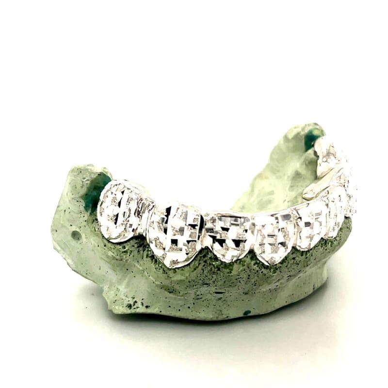 8pc Silver Dusted Bricks Grillz - Seattle Gold Grillz